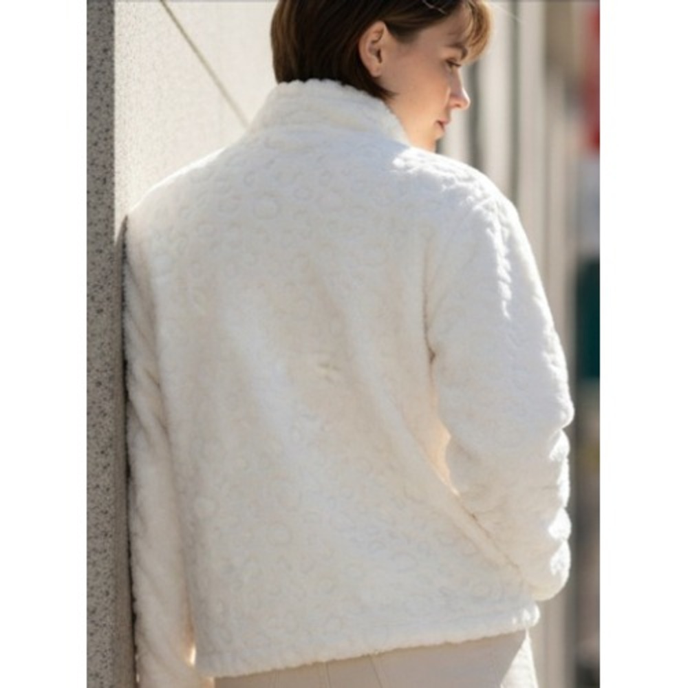 Classic Concepts Cream Embossed Fleece Zip Up Jacket reversible size L - Picture 3 of 11